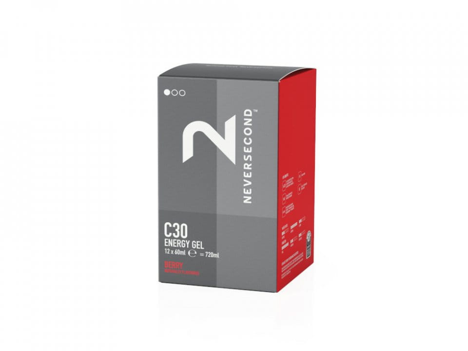NEVERSECOND Energy Gel C30 Berry 60 ml | Caixa de 12 sachês