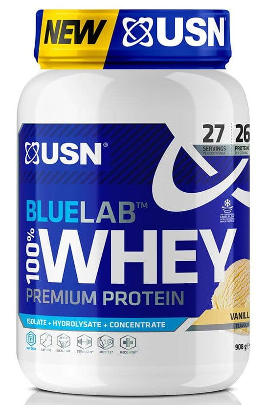 Whey protein em pó USN 100% Premium BlueLab 908g morango